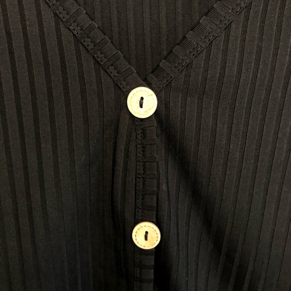 Shein Button front lettuce trim black top #113 - Picture 7 of 10